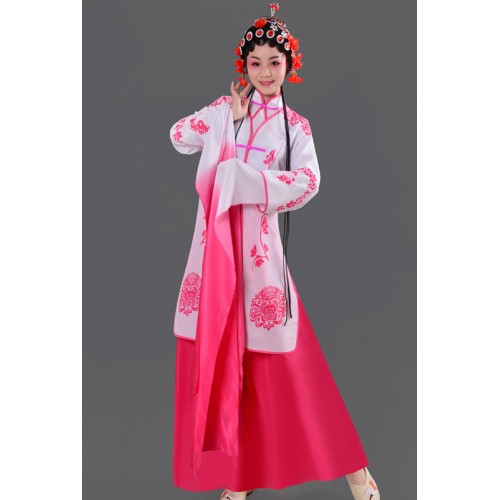 Chinese opera Classical dance costume for women girls waterfall Sleeve Peking Opera Ewha Song Peking Opera Qiaohuadan Pear Flower Song Dance Costume